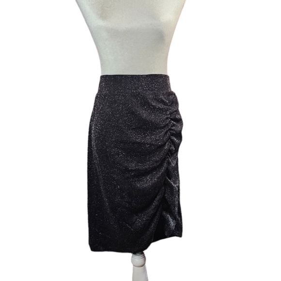 TORRID At The Knee black Glitter Knit Cinched Bodycon Skirt SIZE 26 new year - Picture 1 of 11